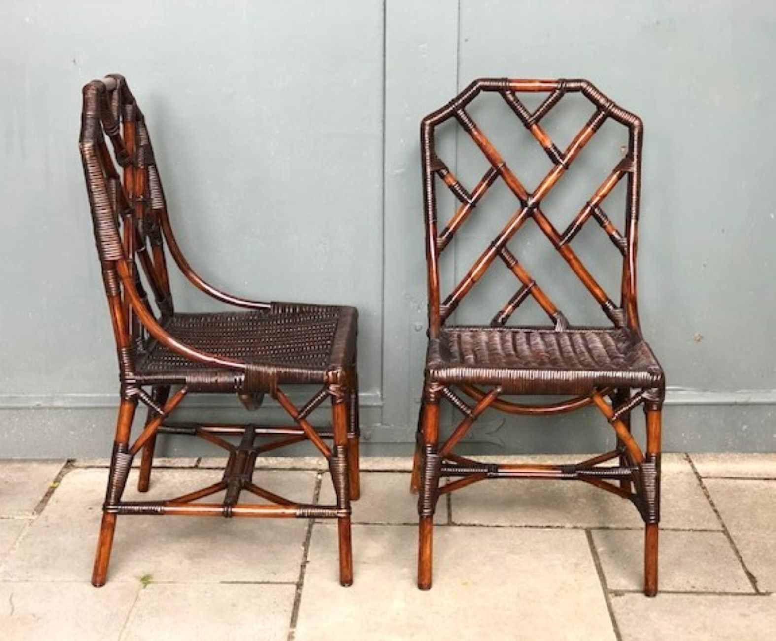 Mid Cent Rattan Dining Table & 6 X Chippendale Style Dining Chairs, Angraves 1970s photo buy