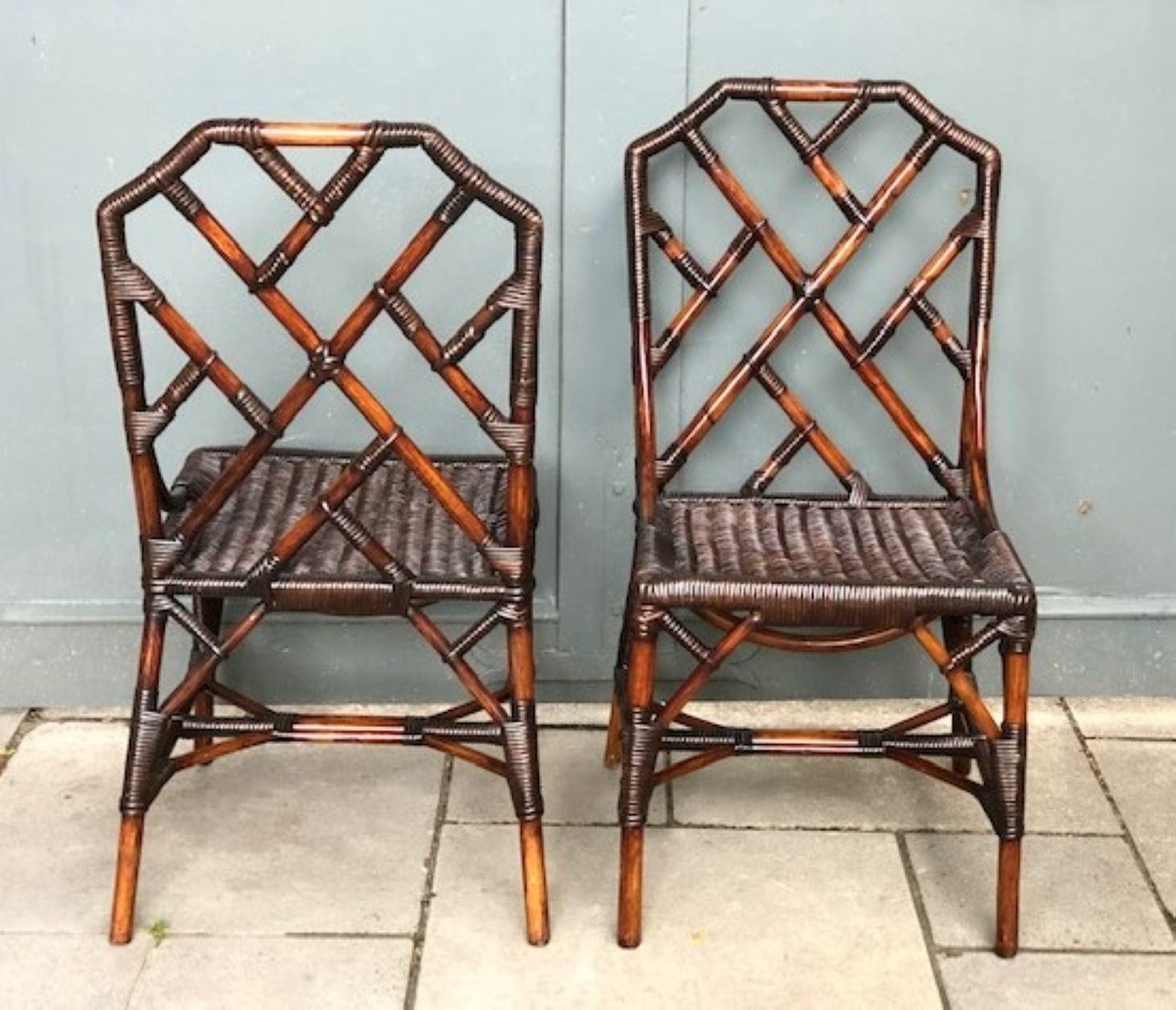Mid Cent Rattan Dining Table & 6 X Chippendale Style Dining Chairs, Angraves 1970s photo vintage
