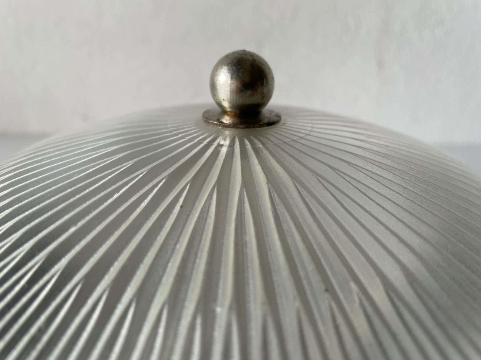 Glass And Red Metal Base Pair Of Sconces Or Ceiling Lamps By Reggiani, 1970s, Italy photo 1610.76