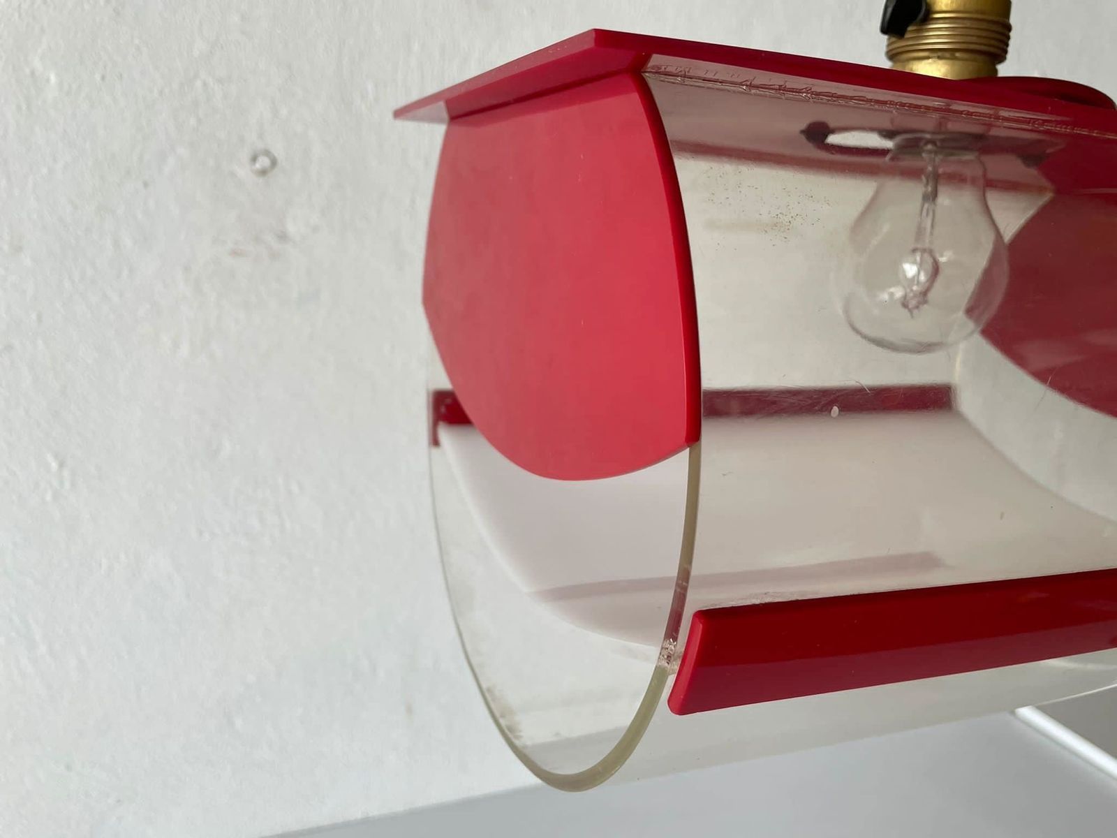 Italian Rare Red Plastic Pendant Lamp, 1970s, Italy photo 555.52