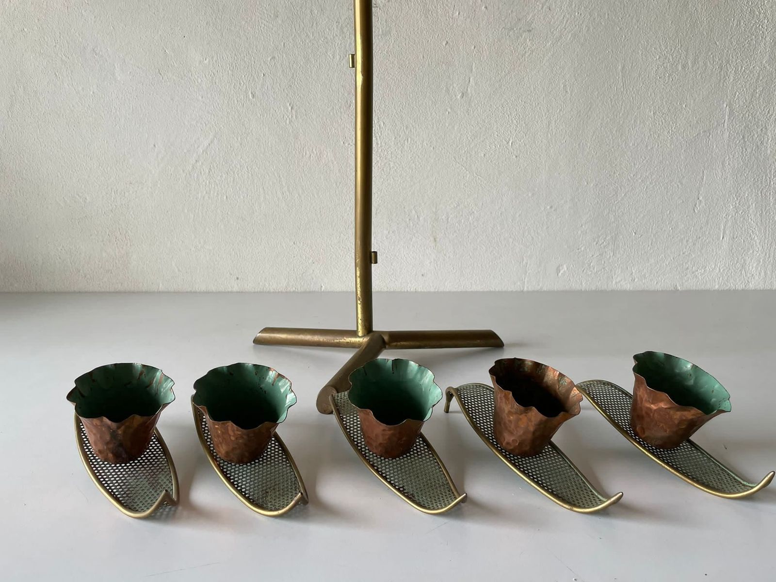 Unique Flower And Leafs Shaped Tall Italian Candle Holder, 1950s, Italy photo for sale