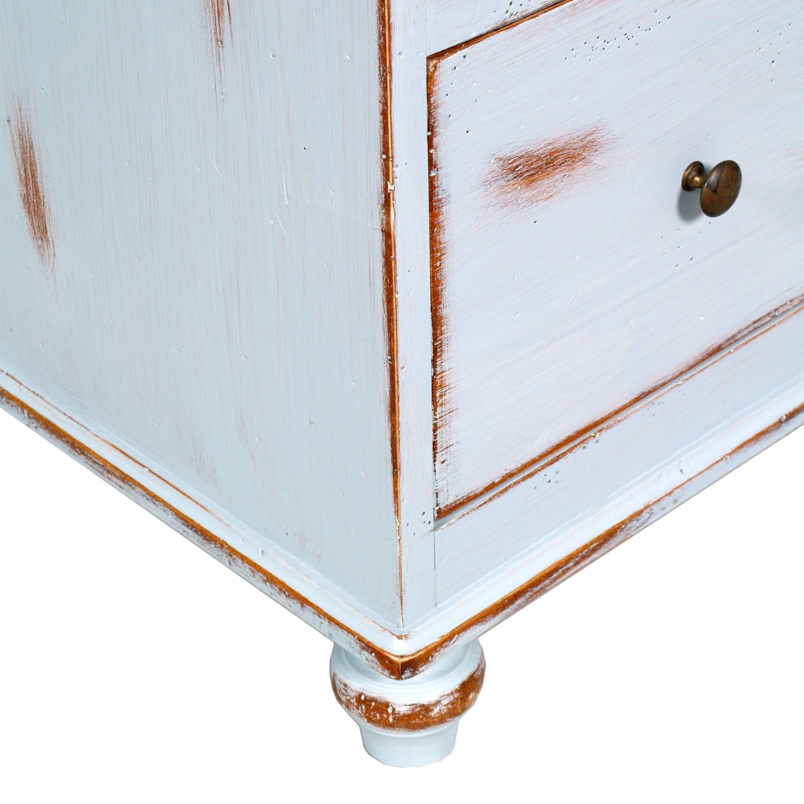 1940s Italian Midcentury Three Drawers Farm Commode In Walnut, White Painted photo Furniture
