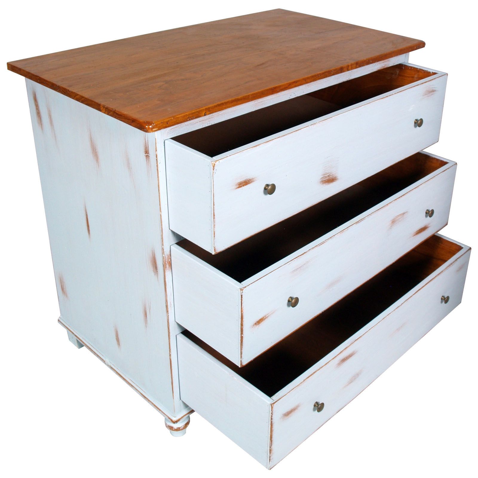 1940s Italian Midcentury Three Drawers Farm Commode In Walnut, White Painted photo buy