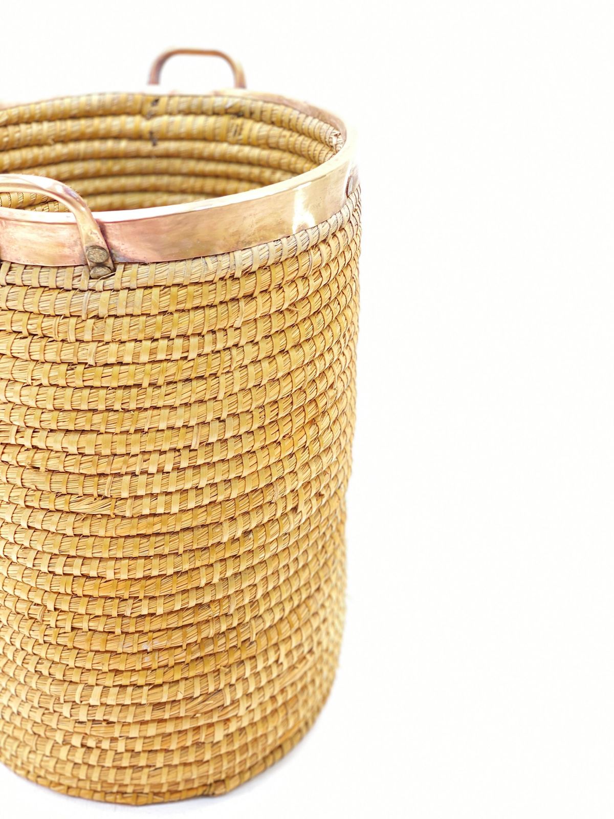 Basket In Rattan, Cooper And Brass, Italy, 1970 photo furniture