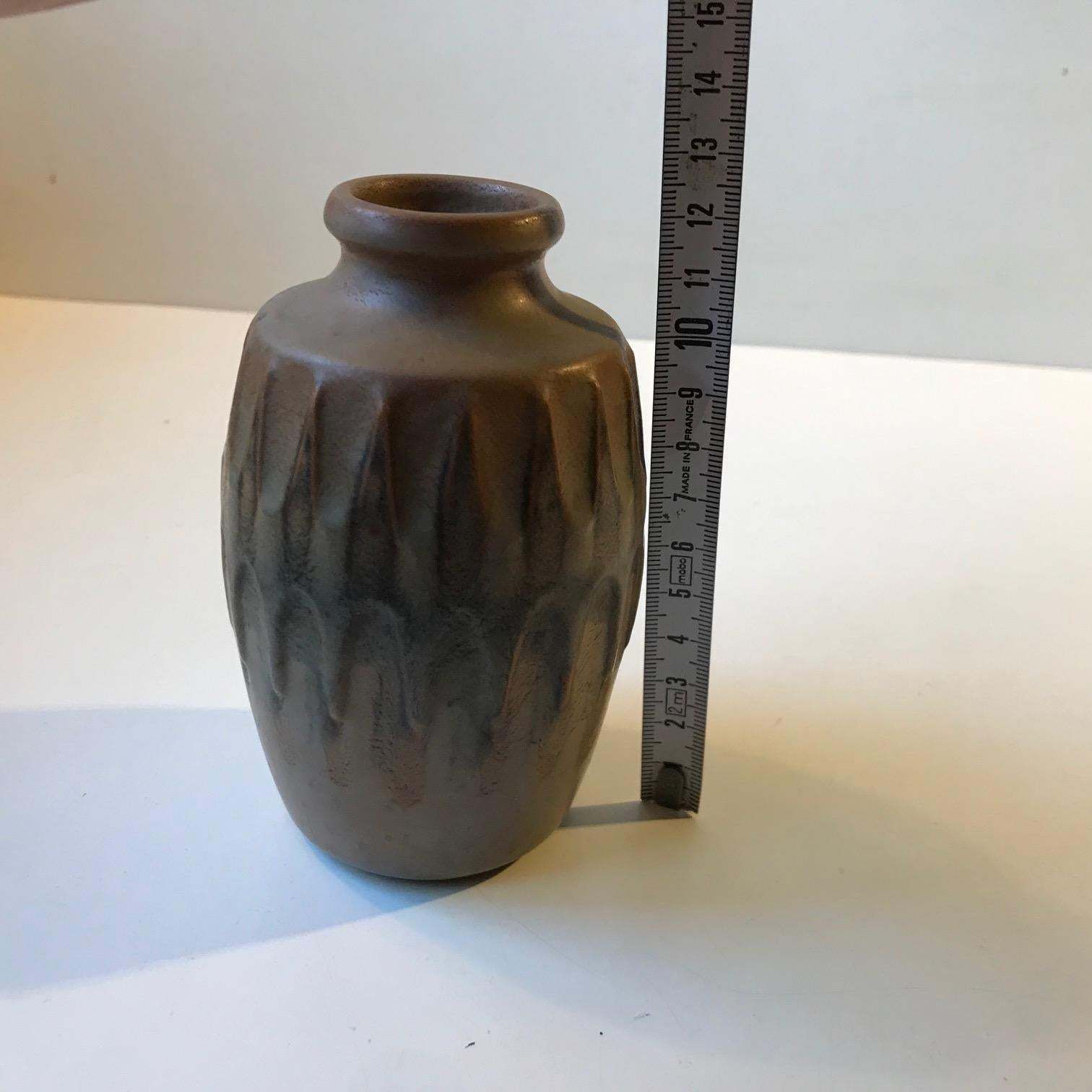 Scandinavian Pottery Vase With Camou Glaze By Günther Praschak For Knabstrup photo buy
