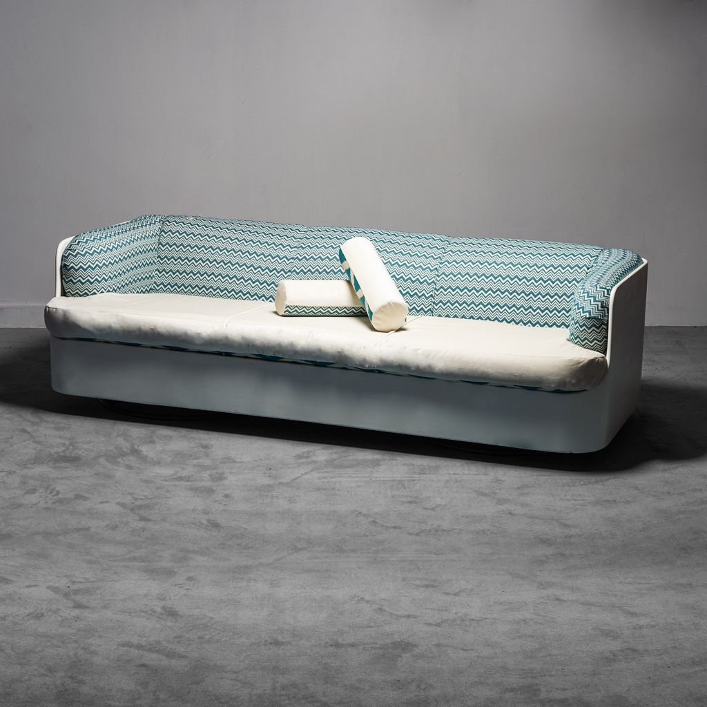 Three Seater Sofa Space Age Velvet 70s Vintage Modern Antiques photo Furniture