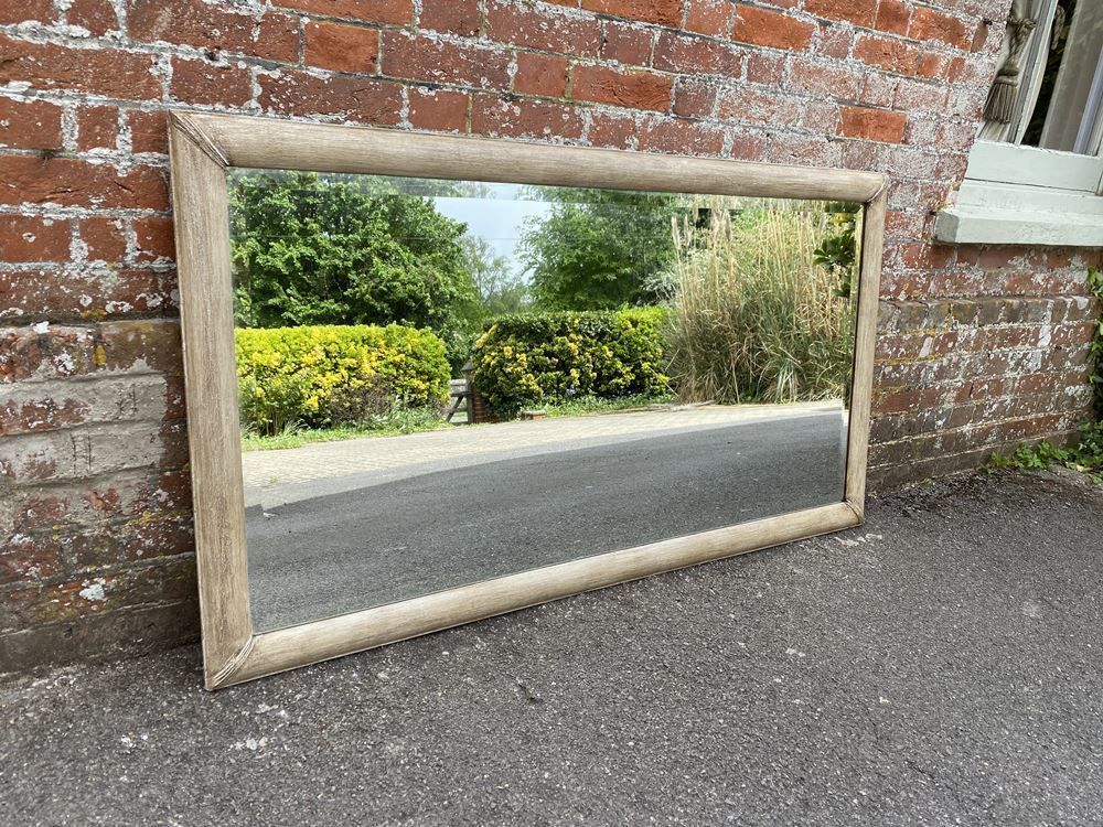 A Stunning Large Antique French 19th Century Carved Wood & Gesso Painted Plain Bistro Mirror