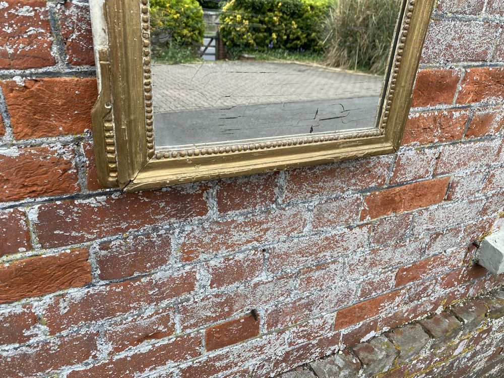 A Fabulous Good Size Early Antique French 19th Century Carved Wood & Gesso Gilt And Painted Mirror photo furniture