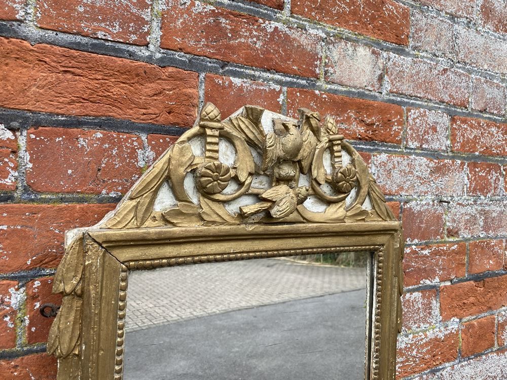 A Fabulous Good Size Early Antique French 19th Century Carved Wood & Gesso Gilt And Painted Mirror photo Home Decor