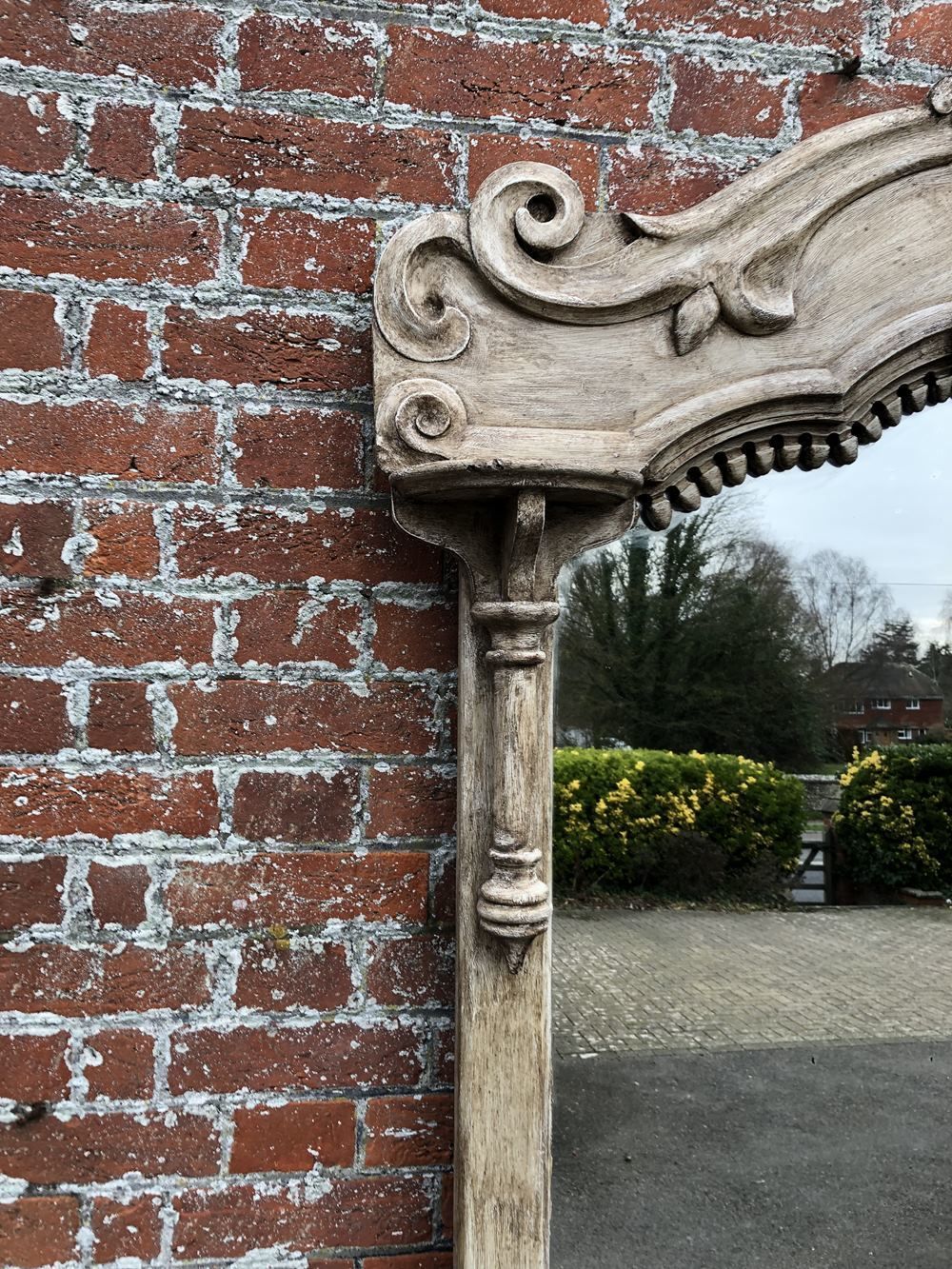 A Delightful Large Antique French 19th Century Wood Painted Shaped Top Mirror photo furniture