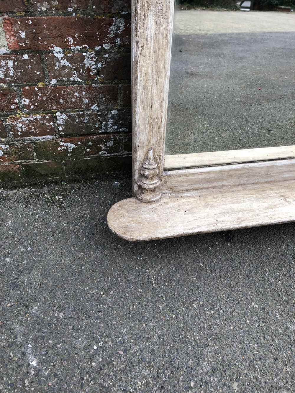 A Delightful Large Antique French 19th Century Wood Painted Shaped Top Mirror photo for sale