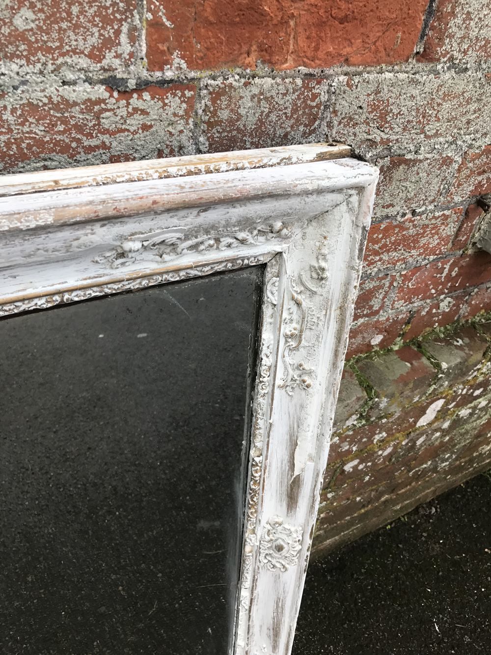 A Highly Useful Early Antique 19th Century French Carved Wood & Gesso Distressed Painted Louis Philippe Mirror photo Home Decor