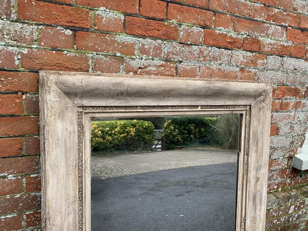 A Highly Useful Distressed Antique 19th Century English Carved Wood Distressed Painted Mirror photo 550.0