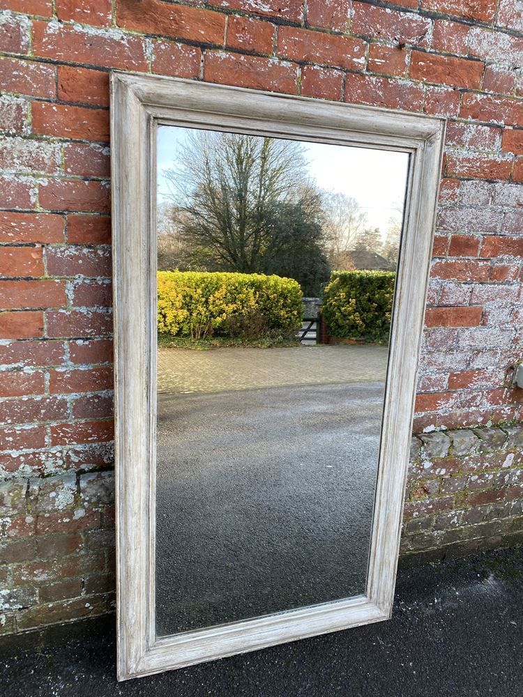 A Highly Useful Size Antique French 19th Century Carved Wood Painted Plain Mirror