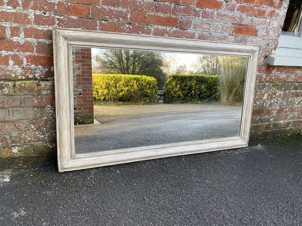 A Highly Useful Size Antique French 19th Century Carved Wood Painted Plain Mirror photo 795.0