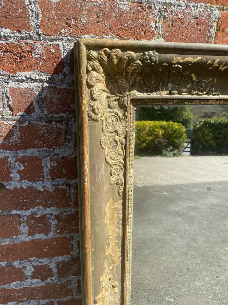A Highly Impressive Large Antique French 19th Century Carved Wood & Gesso Original Distressed Painted & Gilt Louis Philippe Mirror photo furniture