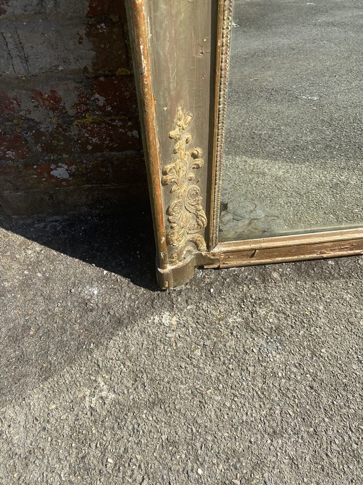 A Highly Impressive Large Antique French 19th Century Carved Wood & Gesso Original Distressed Painted & Gilt Louis Philippe Mirror photo 1495.0