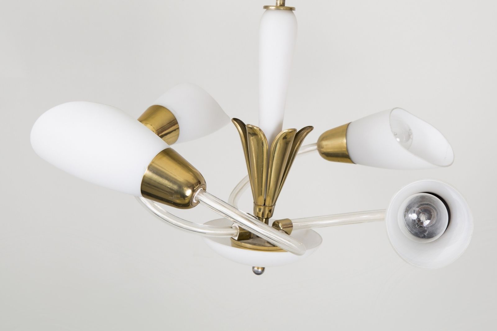 Chandelier In Pristine Condition, Made 1960s, In Czechia With Brass And Glass photo Lighting