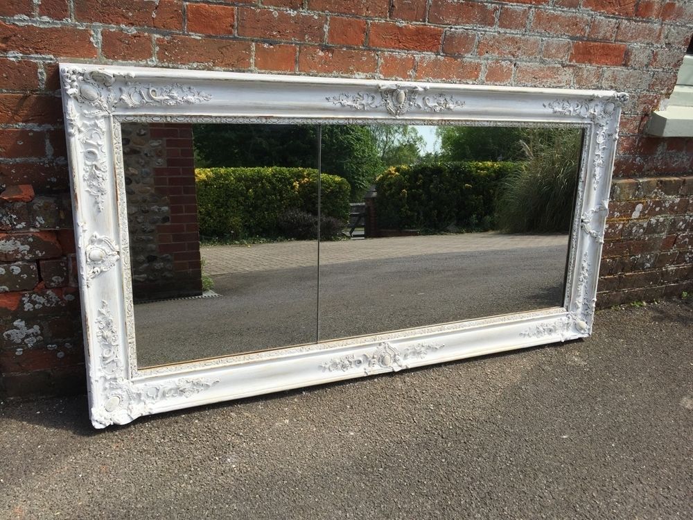 A Very Useful Size Early Antique 19th Century French Carved Wood And Gesso Painted Louis Philippe Mirror