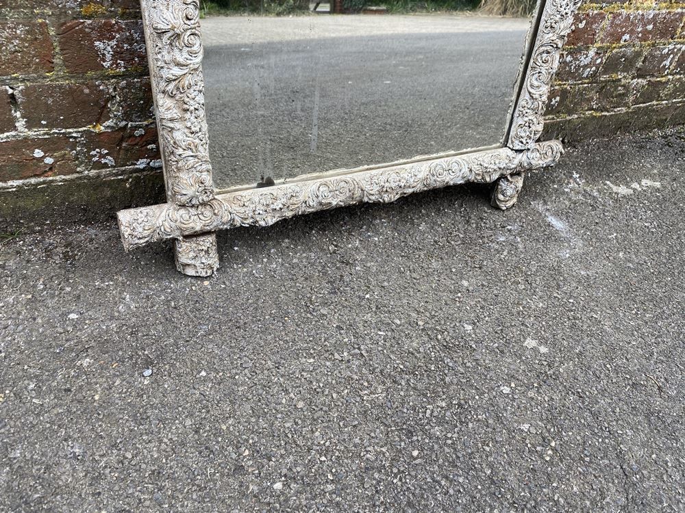 A Stunning Antique French 19th Century Carved Wood & Gesso Ornate Framed Painted Cross Mirror photo Home Decor