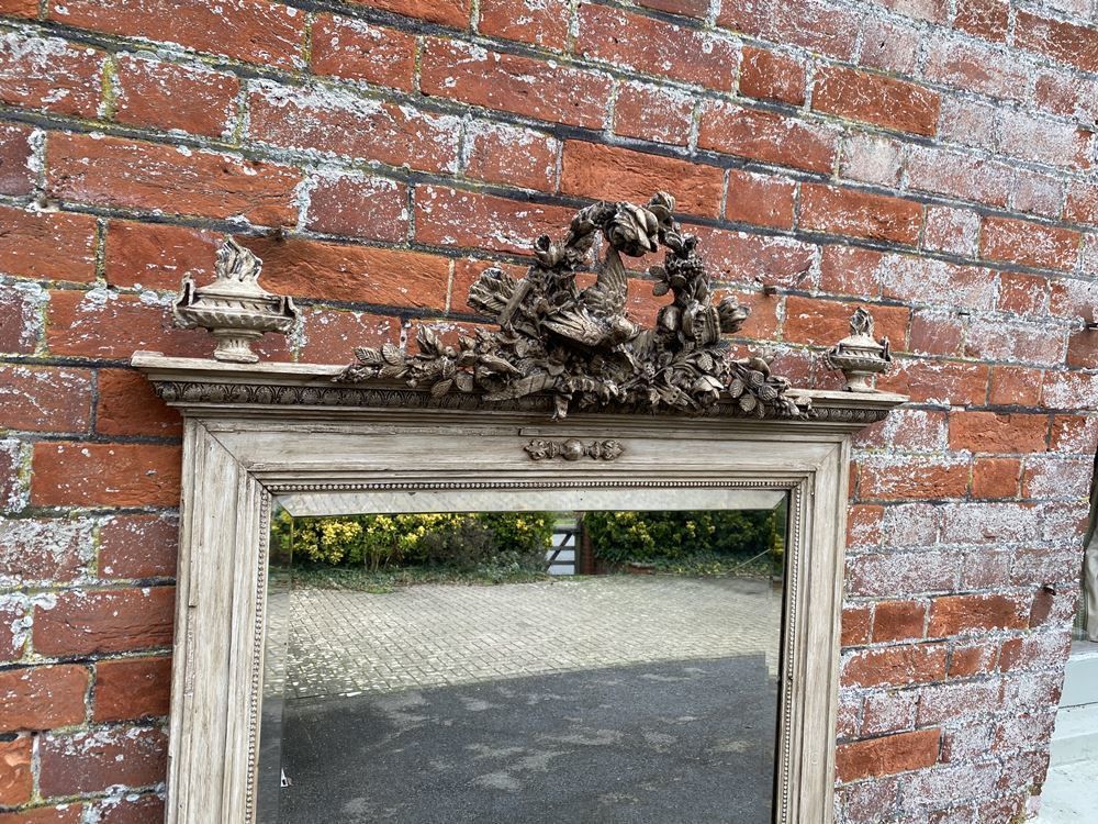 A Stunning Large Antique French 19th Century Carved Wood & Gesso Painted Mirror photo furniture