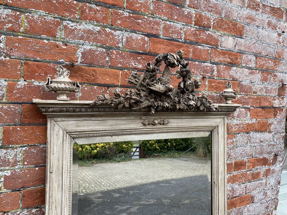 A Stunning Large Antique French 19th Century Carved Wood & Gesso Painted Mirror photo Home Decor