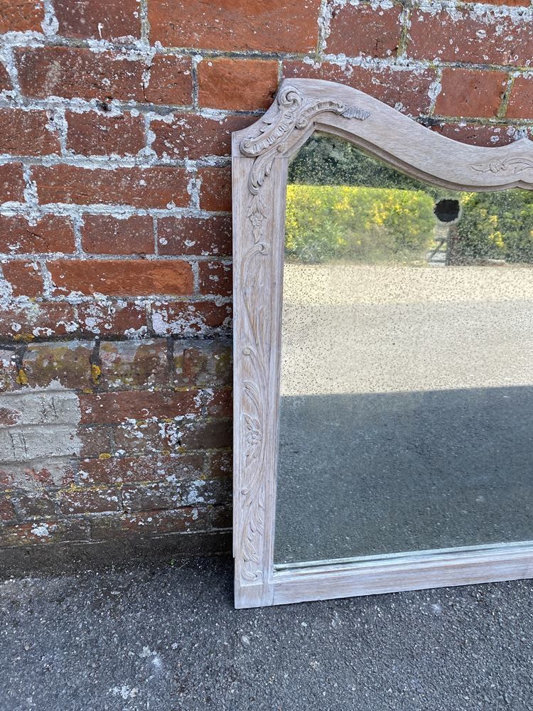 A Fabulous Good Size Antique French 19th Century Carved Wood Painted Shaped Top Mirror photo furniture