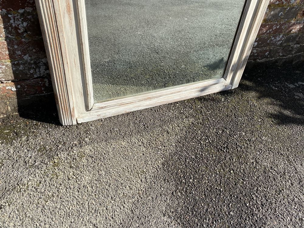 A Wonderful Large Antique French 19th Century Carved Wood Painted Shaped Top Mirror photo 750.0