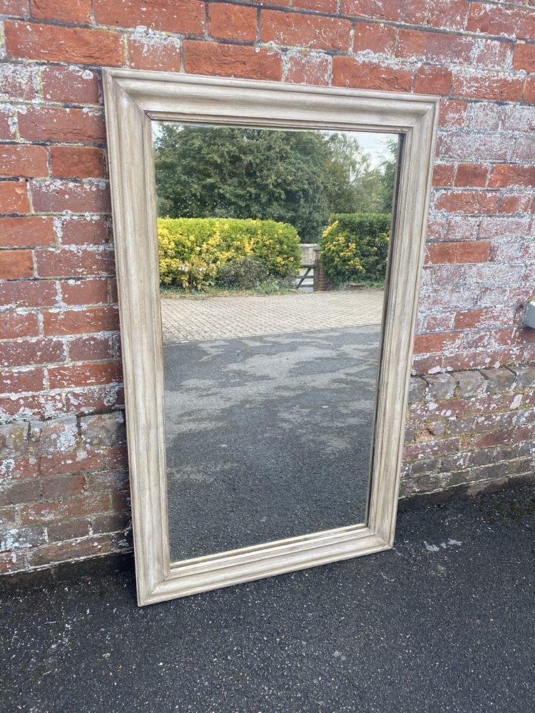 A Highly Useful Size Antique French 19th Century Carved Wood & Gesso Painted Plain Mirror photo for sale