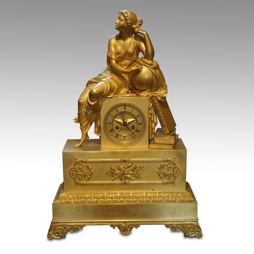 French Empire Gilt Clock By Deniere Et Fils