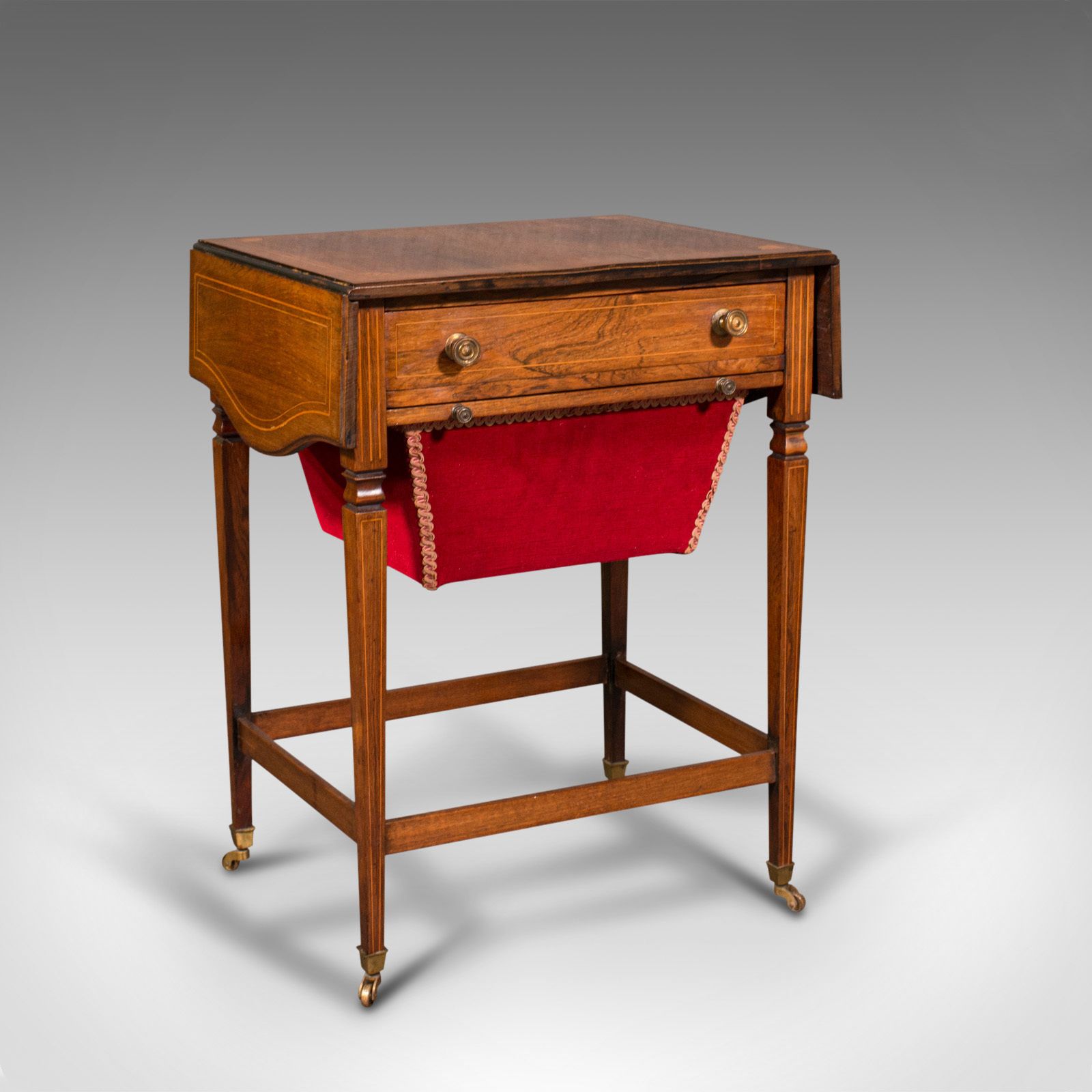 Antique Drop Leaf Sewing Table, English, Rosewood, Side, Lamp, Regency, C.1820 photo furniture