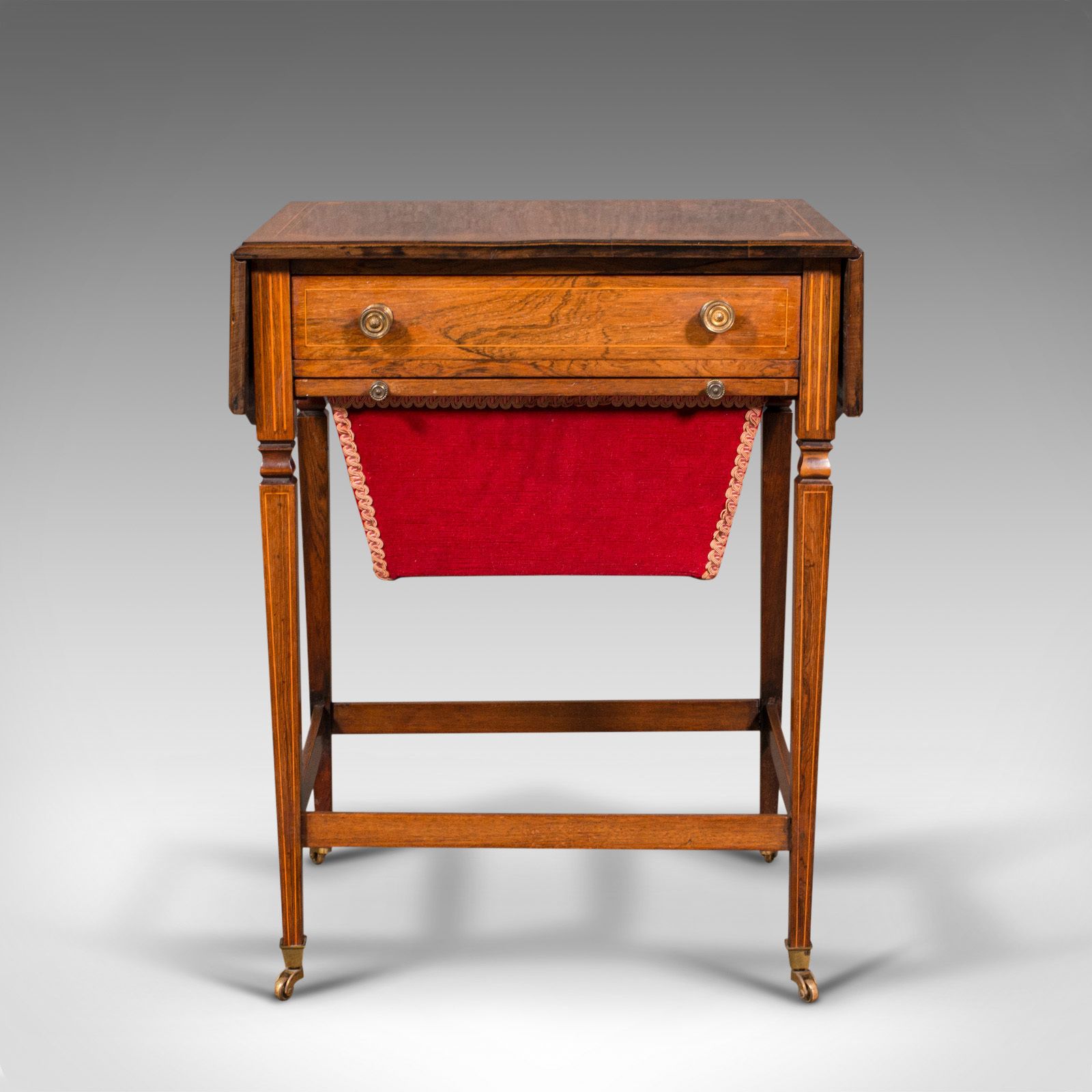 Antique Drop Leaf Sewing Table, English, Rosewood, Side, Lamp, Regency, C.1820 photo vintage