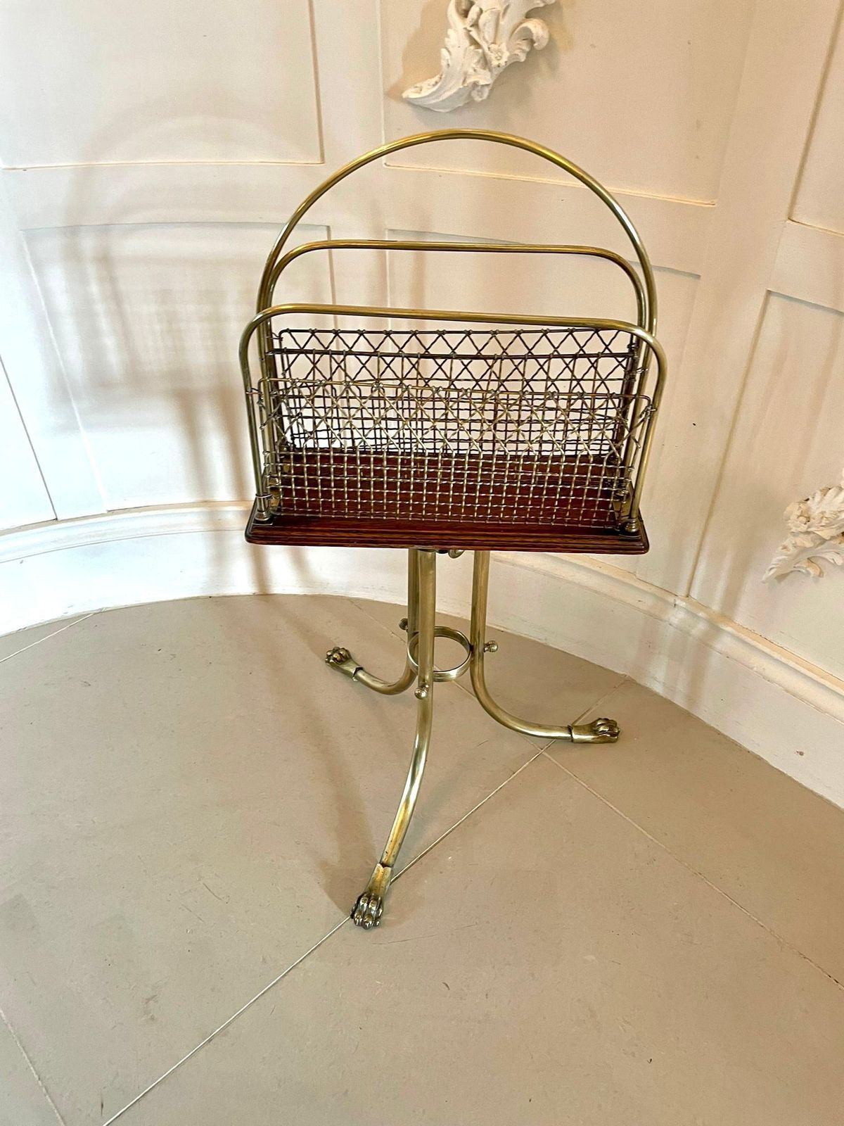 photo furniture ​​Quality Antique Victorian Brass And Mahogany Revolving Magazine Stand