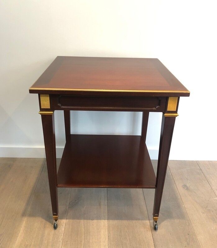 Mahogany And Brass Center Table By Hugnet photo furniture