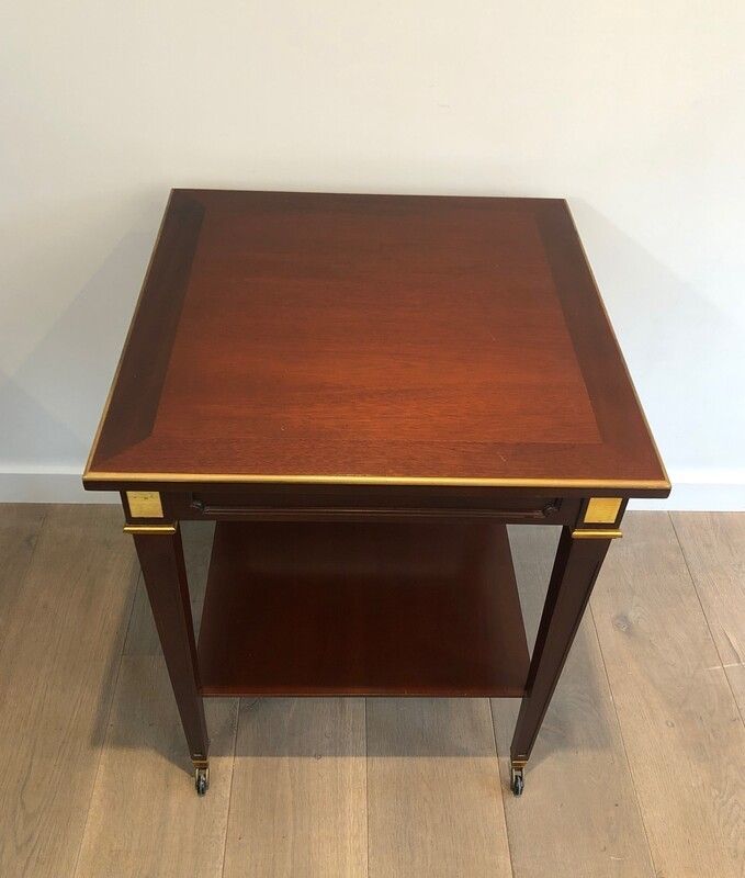 Mahogany And Brass Center Table By Hugnet photo for sale