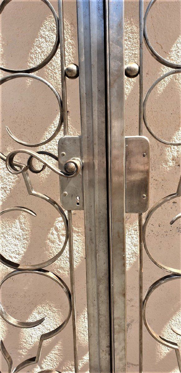 Charles Piguet, Wrought Iron Interior Double Door, Early 20th Century photo furniture