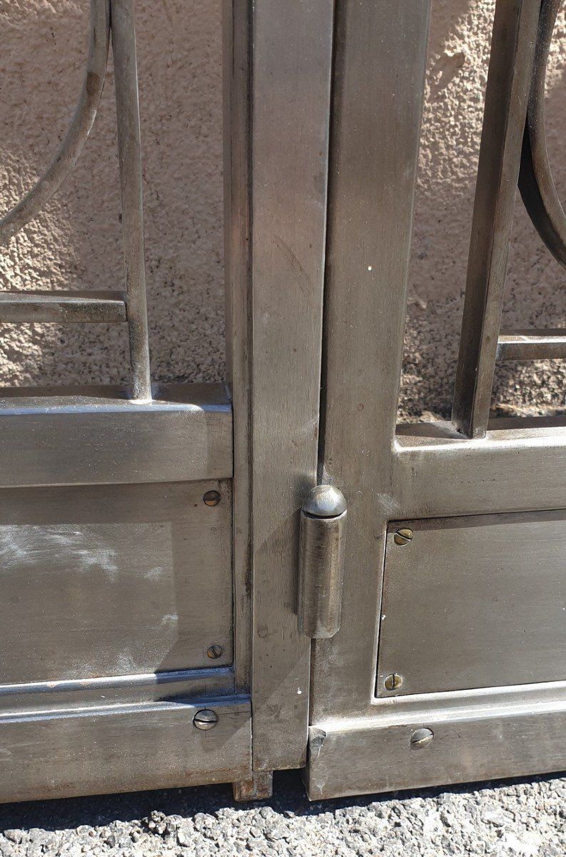 Charles Piguet, Wrought Iron Interior Double Door, Early 20th Century photo vintage
