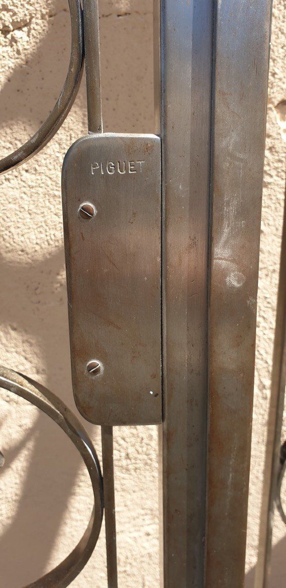photo for sale Charles Piguet, Wrought Iron Interior Double Door, Early 20th Century