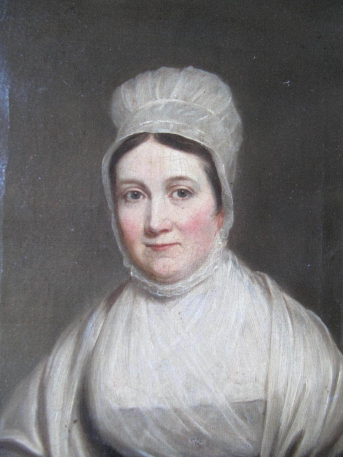 18th 19th Century Well Painted Portrait Oil Of Lady In Bonnet In Great Frame