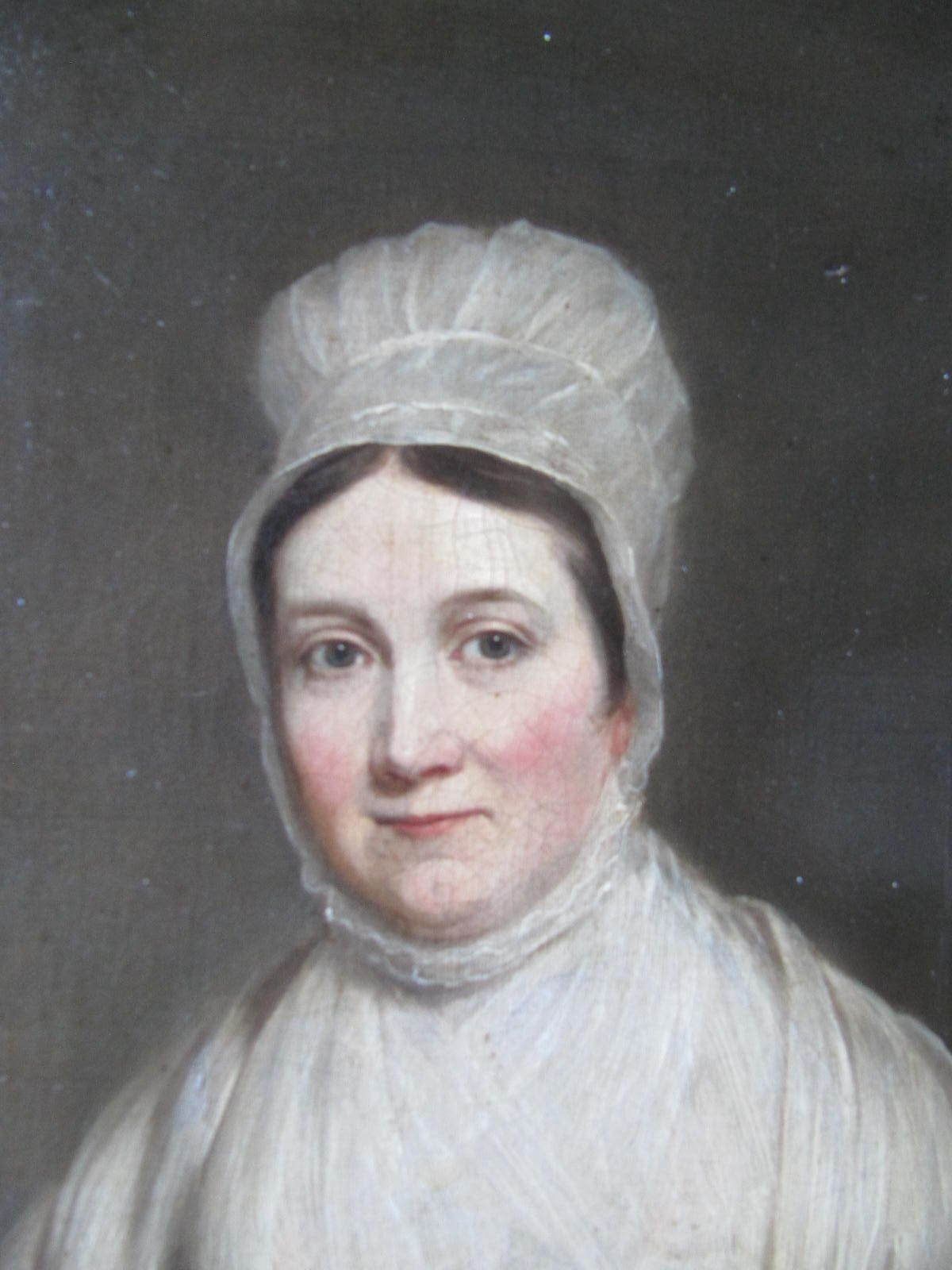 18th 19th Century Well Painted Portrait Oil Of Lady In Bonnet In Great Frame photo 595.0