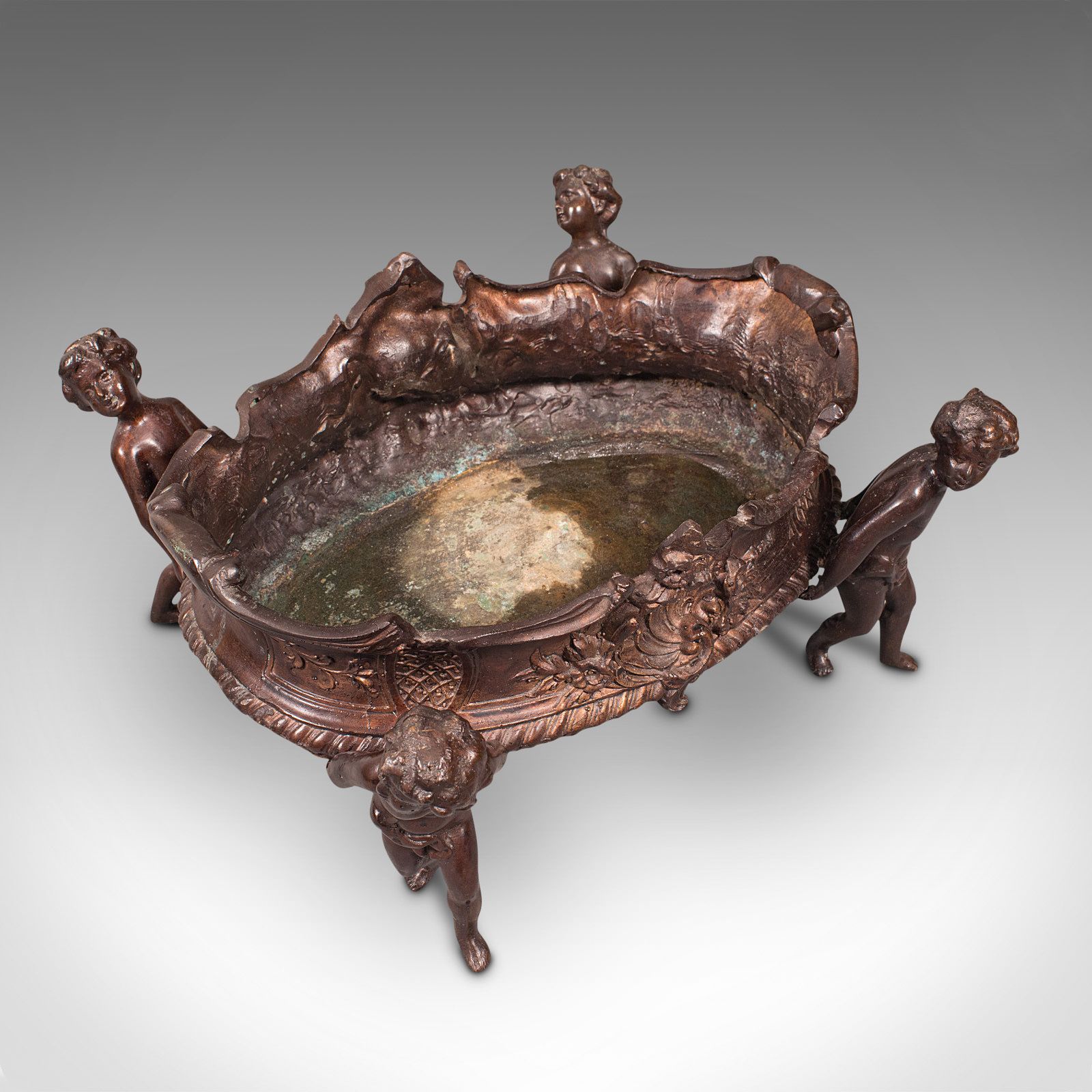 Antique Decorative Jardiniere, Italian, Bronze, Platter, Serving Bowl, C.1900 photo 2450.0