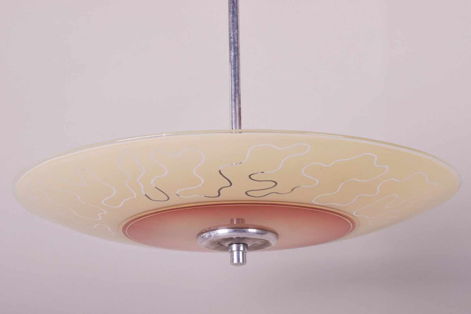 Chandelier In Pristine Condition, Made 1950s, In Czechia With Glass And Chrome photo vinterior