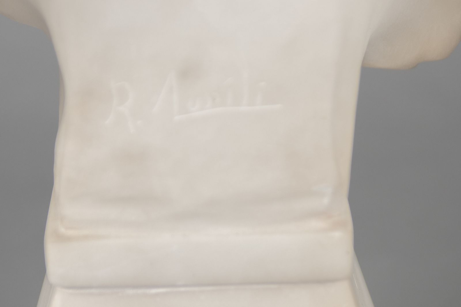 photo for sale A Large French Carved Alabaster Sculpture Of A Female Playing A Lyre. Titled Mignon Signed R.Lusili