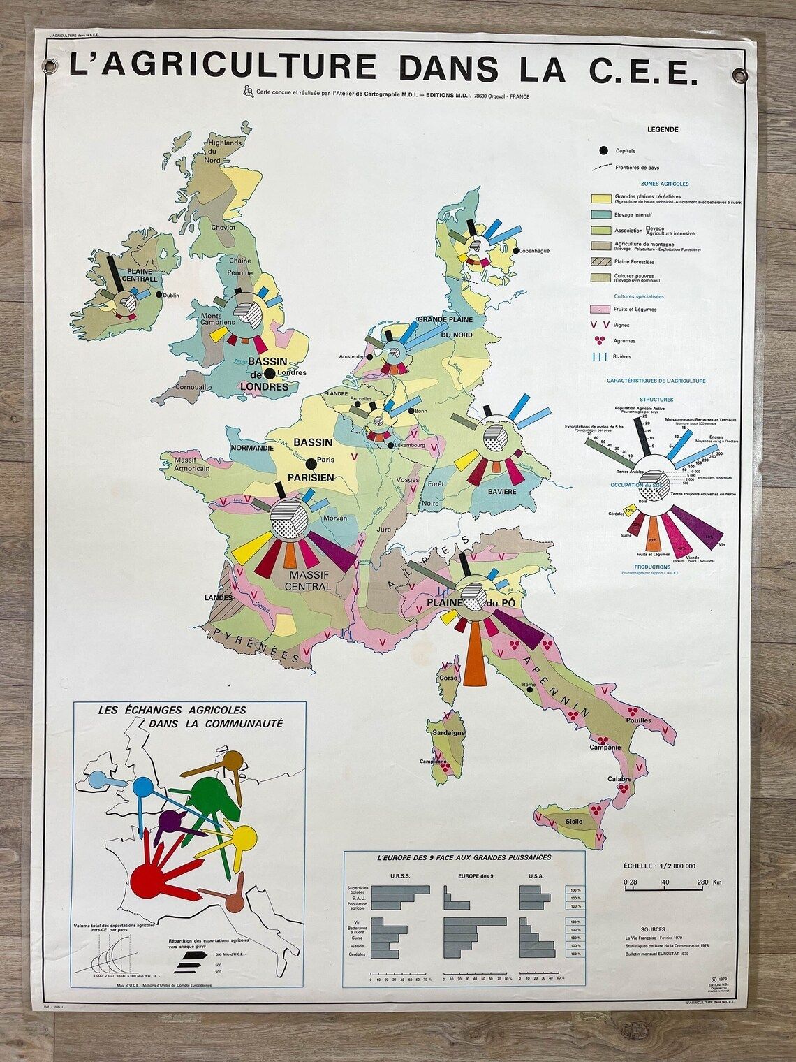 Vintage School Map Agriculture In The C.E.E / Industrial Economy In The C.E.E Mdi Year 1979 ~ Old Geography Map