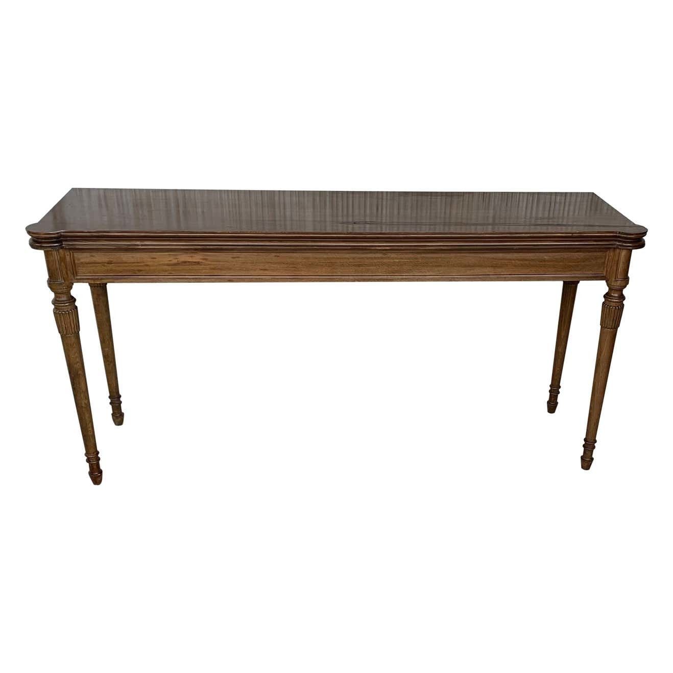 Console convertible de style Louis XVI en chêne, table à manger avec garniture en laiton photo furniture
