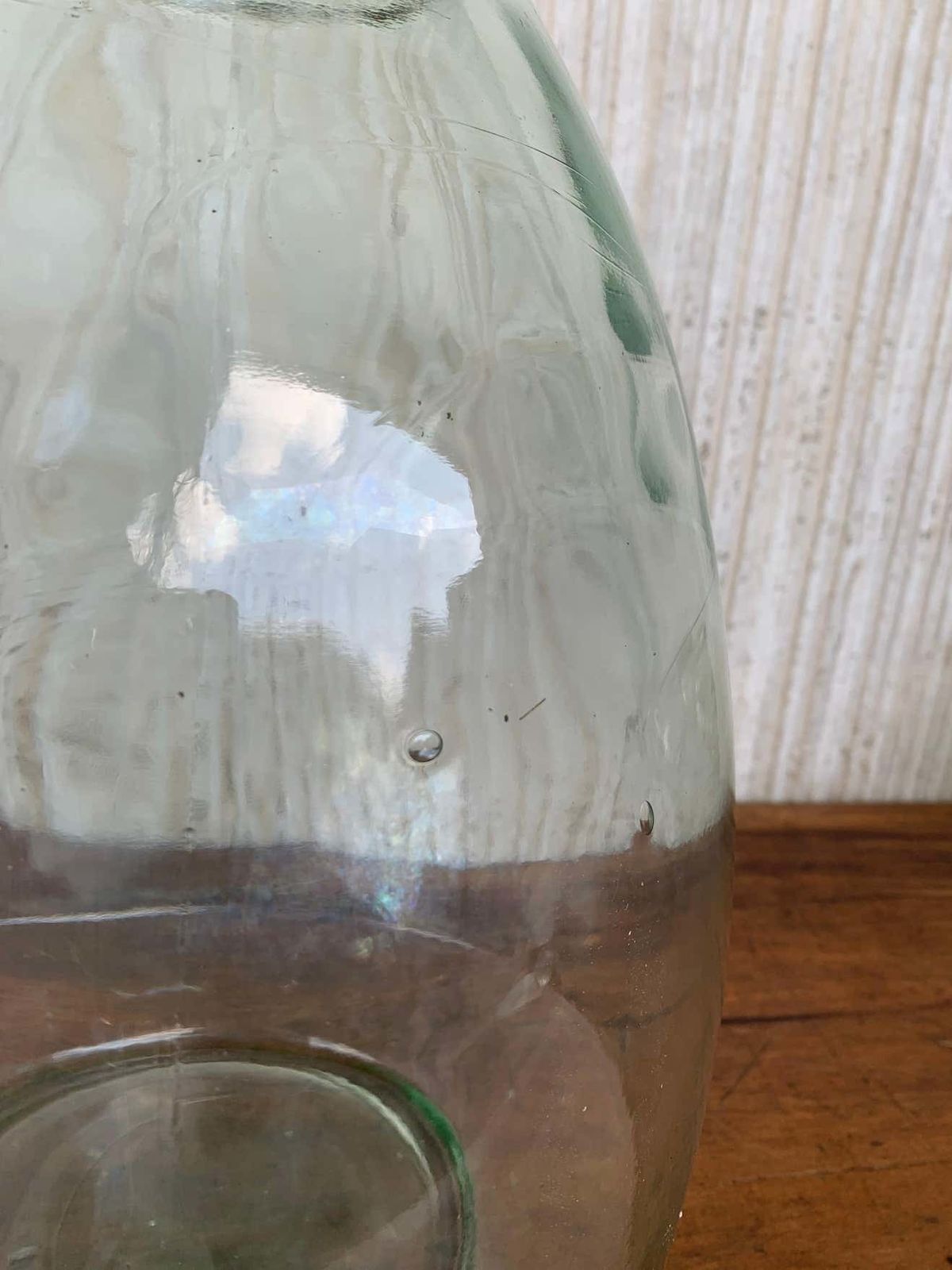 photo furniture Large French Blown Clear Glass Demijohn Bottle