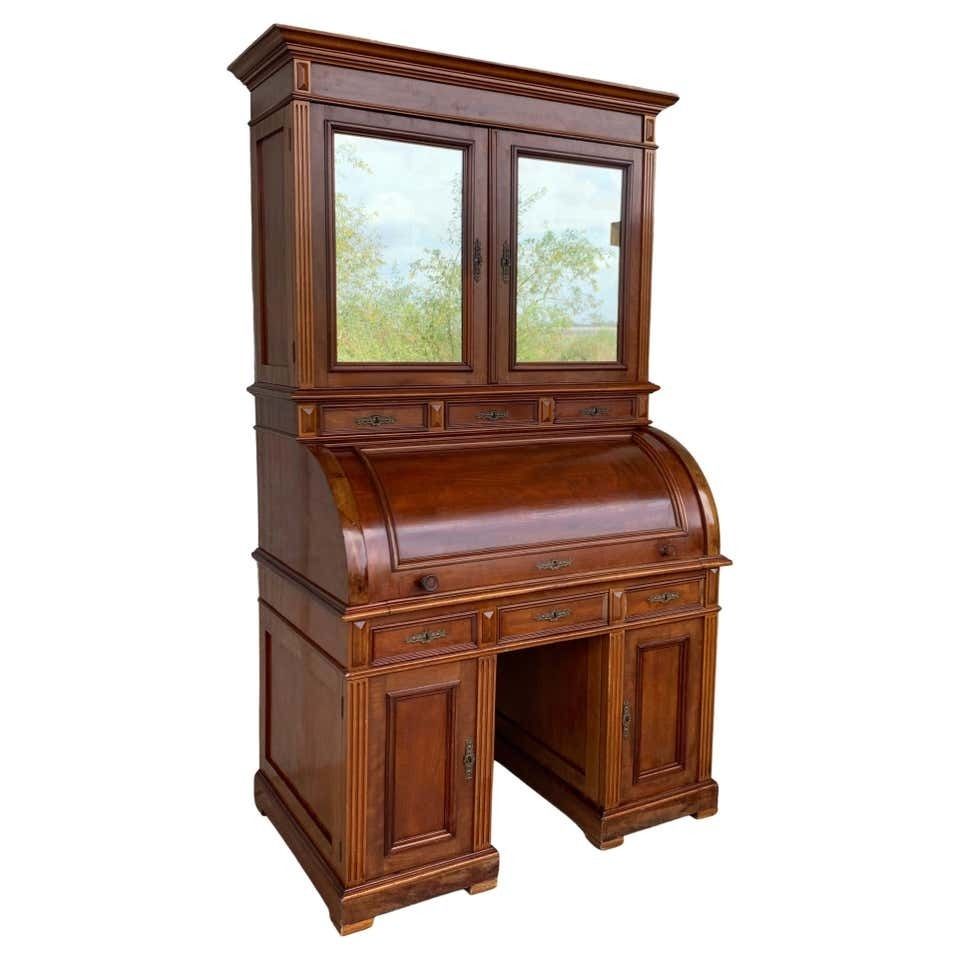 19th Century Empire Mahogany Bureau Secretary With Bookcase