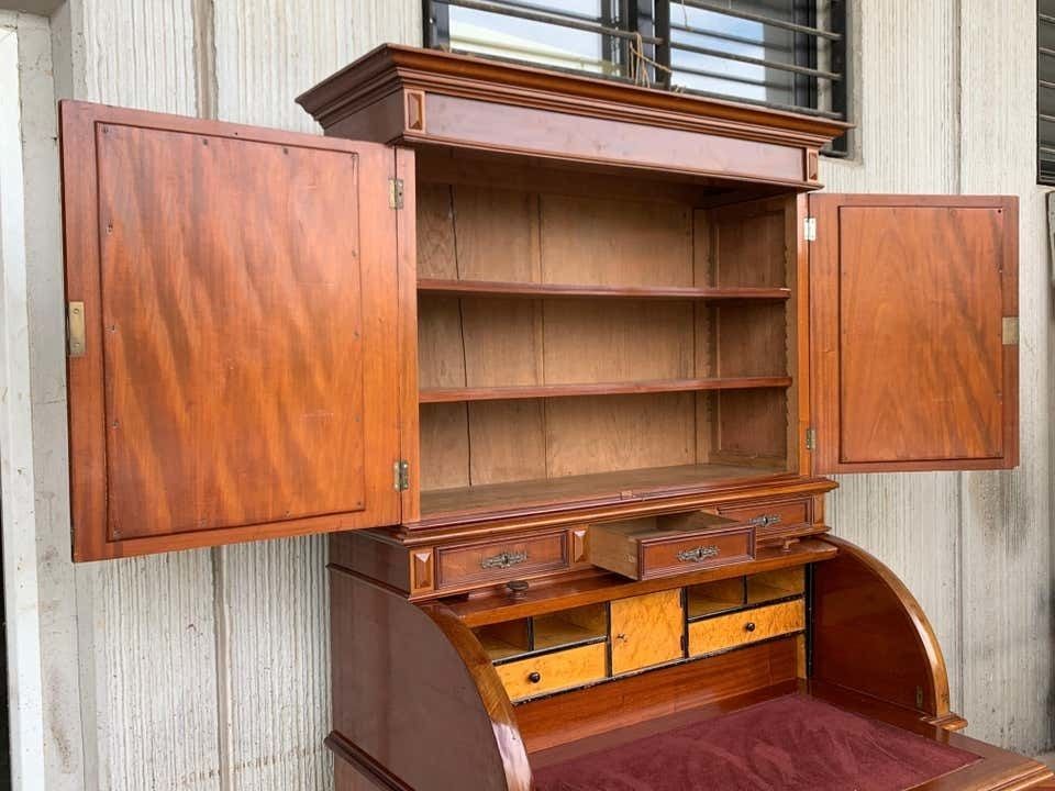 Secrétaire à cylindre Empire en acajou avec bibliothèque, XIXe siècle photo vinterior
