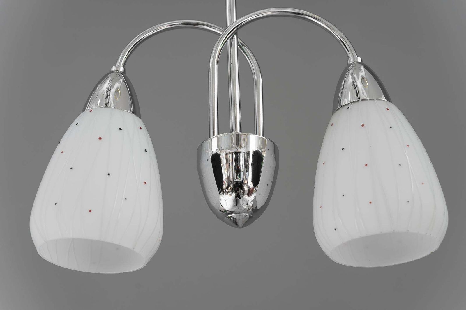 Nickel Pendant With Original Glass Shades Vienna Around 1950s photo 740.0