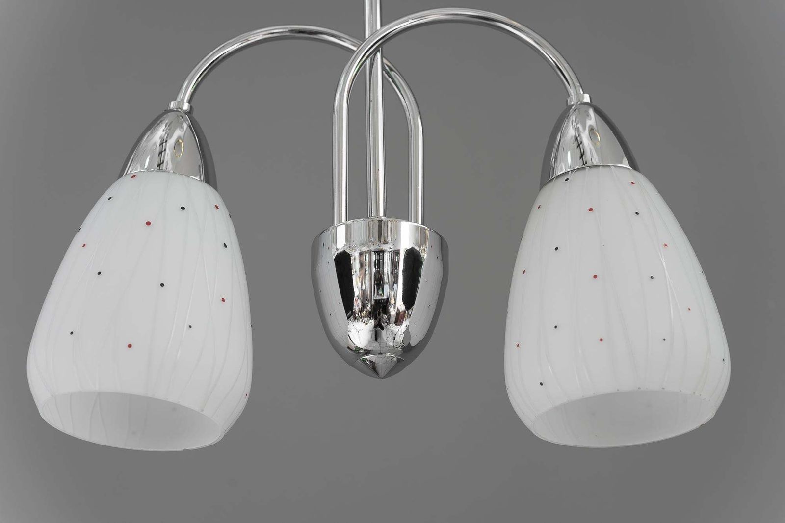 Nickel Pendant With Original Glass Shades Vienna Around 1950s photo vinterior